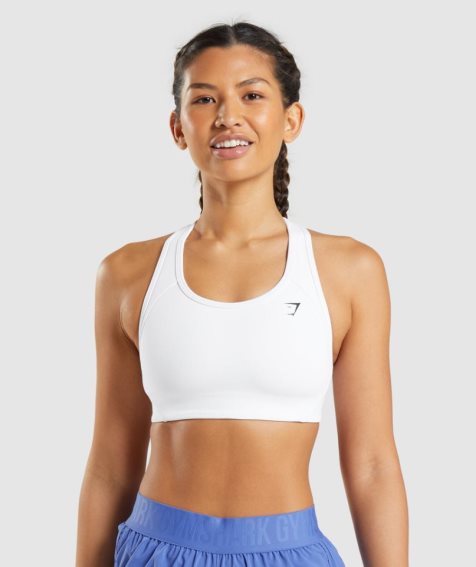 Women's Gymshark Essential Racer Back Sports Bra White | NZ 8ZSBGC